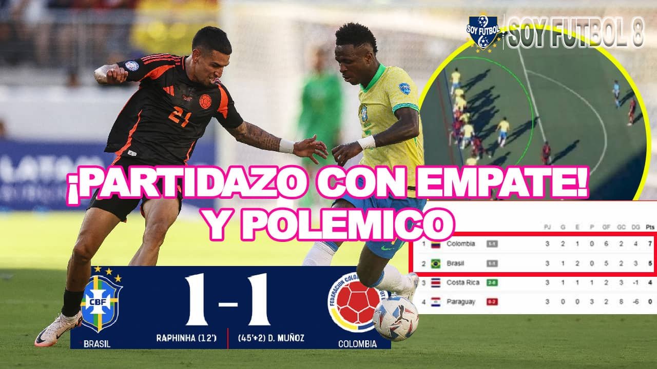 Brasil vs Colombia igualaron un empate y ambos cuartos de final